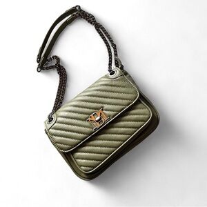 Badgley Mischka Olive Quilted Crossbody with Chain